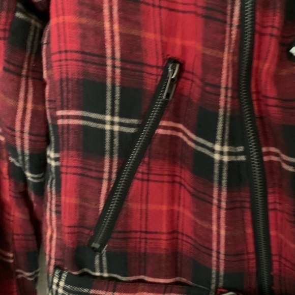 Tripp NYC Trash Vaudvile Medium Red Plaid Flannel Grunge Punk Y2K Jacket - Picture 4 of 9